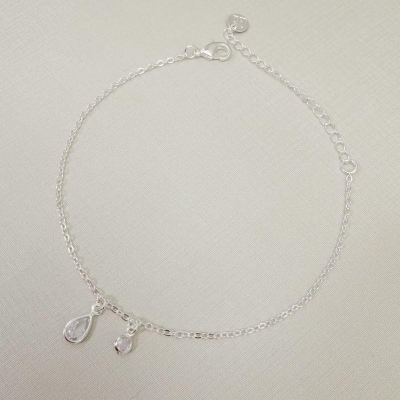 12.2303.1.S - Pulseira de elos americanos com pingente de ponto de luz em formato gota