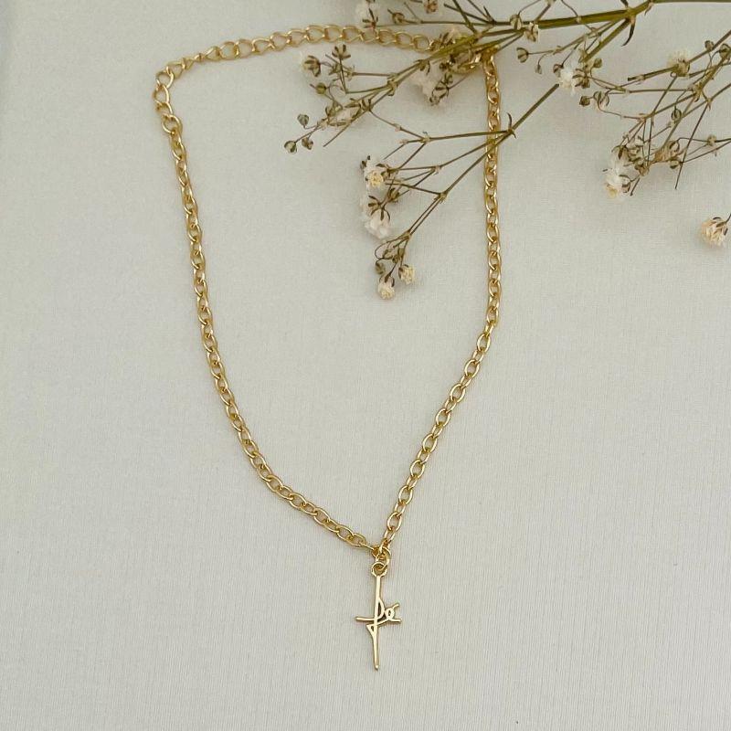 12.2111.0.O - Pulseira de elos portugueses com pingente escrita Fé lisa