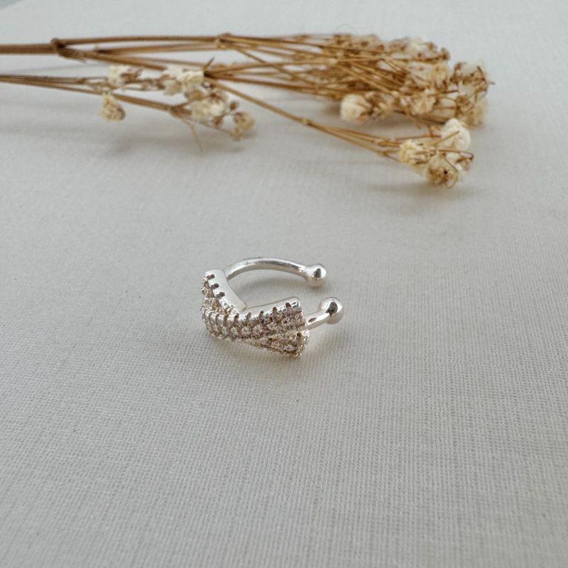13.0243.1.S - Piercing em X duas barras cravejadas de duas linhas de borda reta