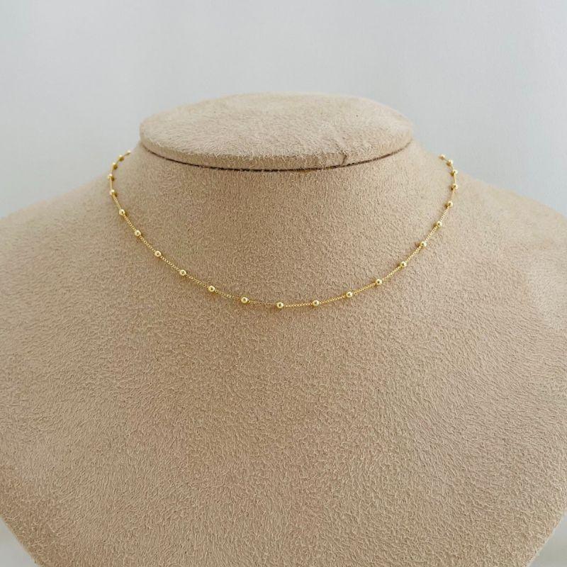 09.2221.0.O - (40) Colar veneziana com bolinhas lisas espaçadas e extensor no fecho