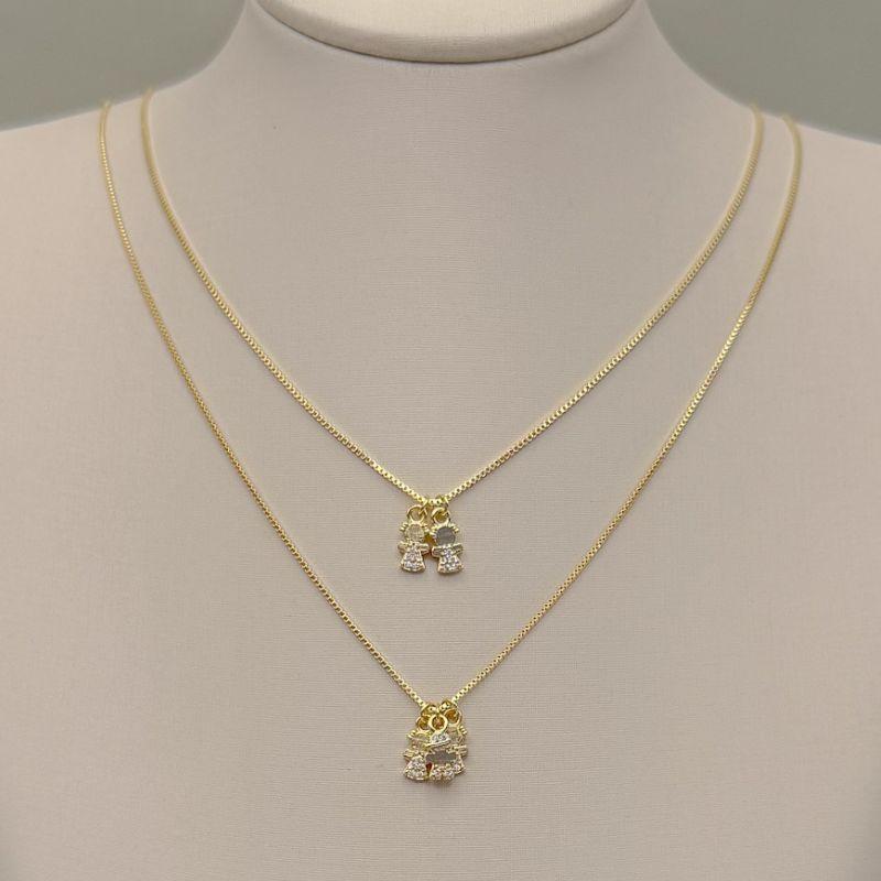 09.2300/2301.1.O - (45 - 2 filhos - V1) Colar veneziana com pingente de mini de filhos