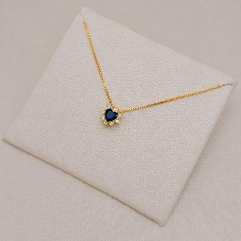 09.2527.4.O - (45) Colar de veneziana com pingente de coração com uma linha de aura com mini galeria