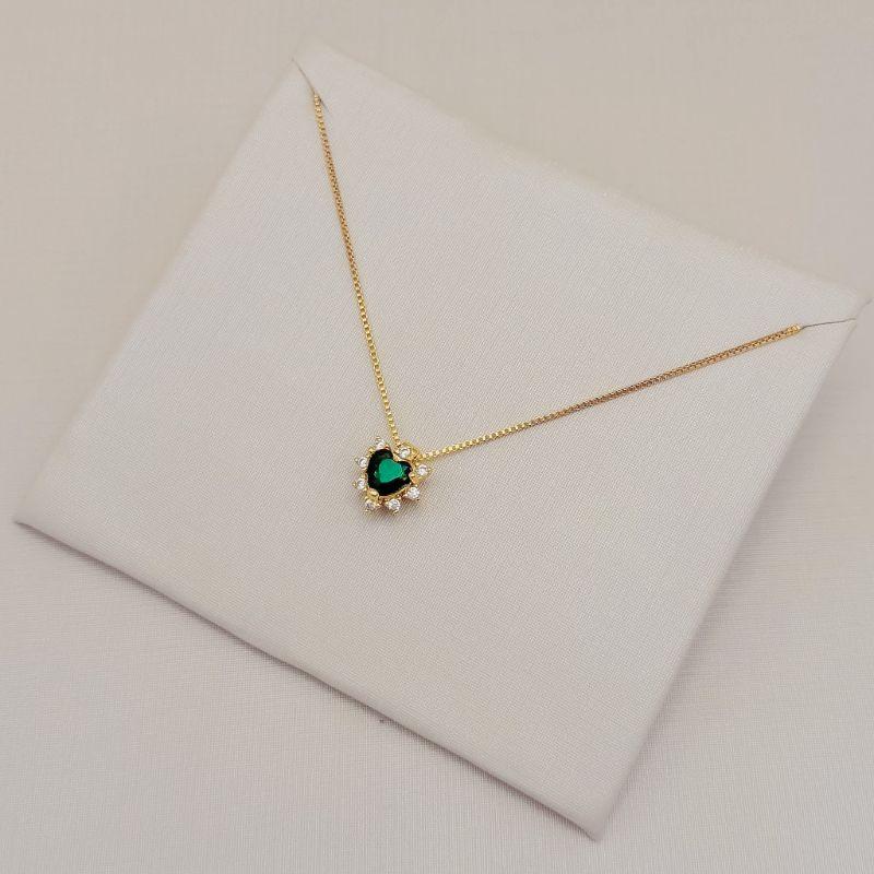09.2527.5.O - (45) Colar de veneziana com pingente de coração com uma linha de aura com mini galeria