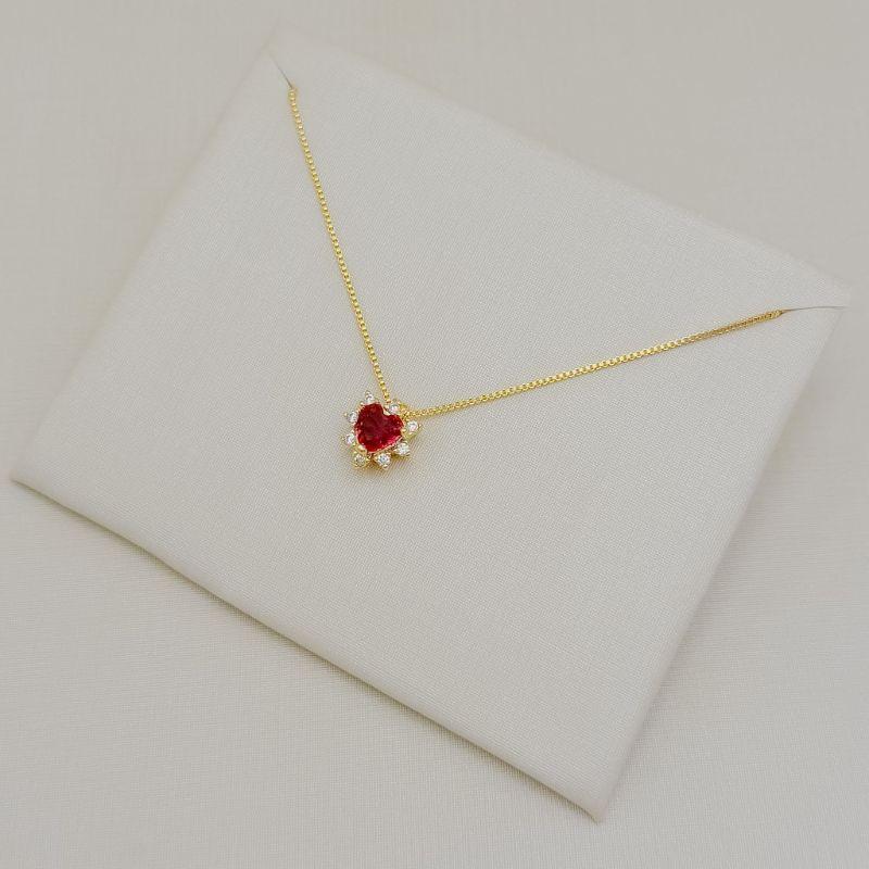 09.2527.6.O - (45) Colar de veneziana com pingente de coração com uma linha de aura com mini galeria