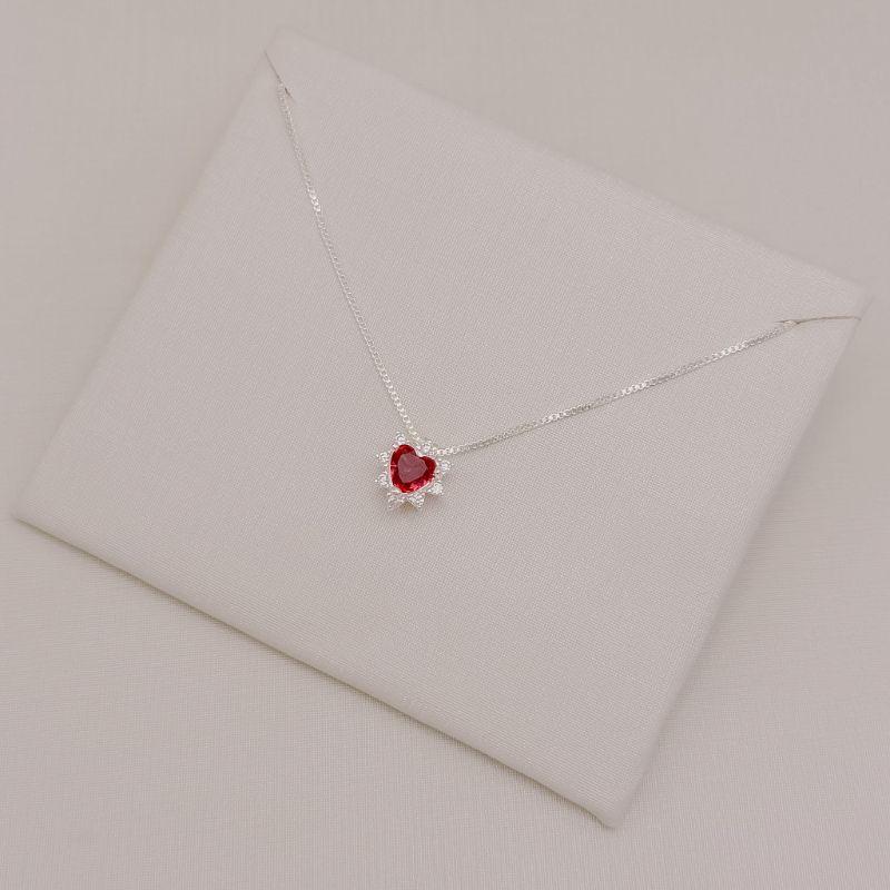 09.2527.6.S - (45) Colar de veneziana com pingente de coração com uma linha de aura com mini galeria