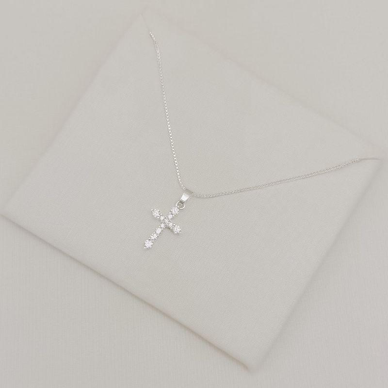 09.2563.1.S - (45) Colar veneziana com pingente de cruz de uma linha e coluna cravejada