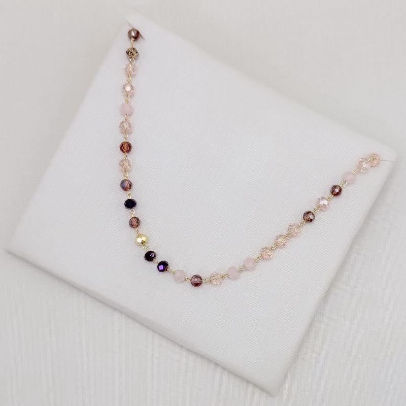 09.2572.C.O - (36) Choker de cristais octogonais em tons terra variados