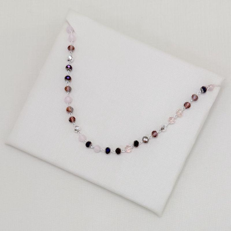 09.2572.C.S - (36) Choker de cristais octogonais em tons terra variados