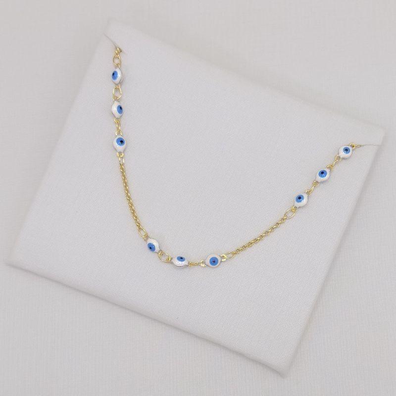 09.2573.20.O - (37) Choker de elos portugueses intercalados com olhos gregos de resina
