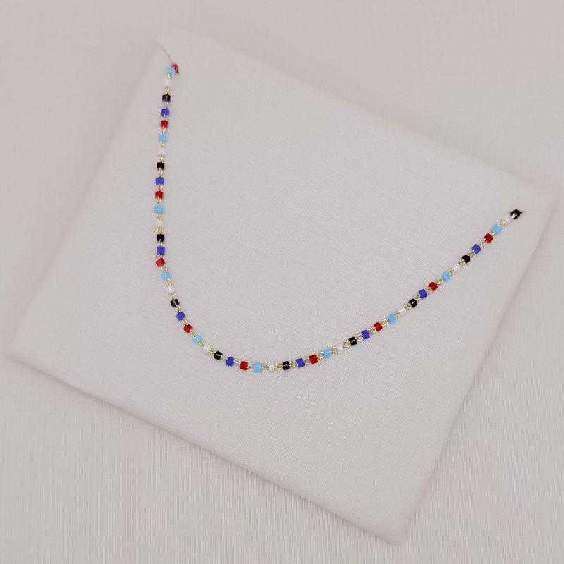 09.2581.C.O - (35) Choker de elos americanos com micro miçangas coloridas