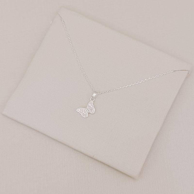 09.2585.1.S - (45) Colar em cartier com pingente de borboleta cravejada  com borda lata lisa