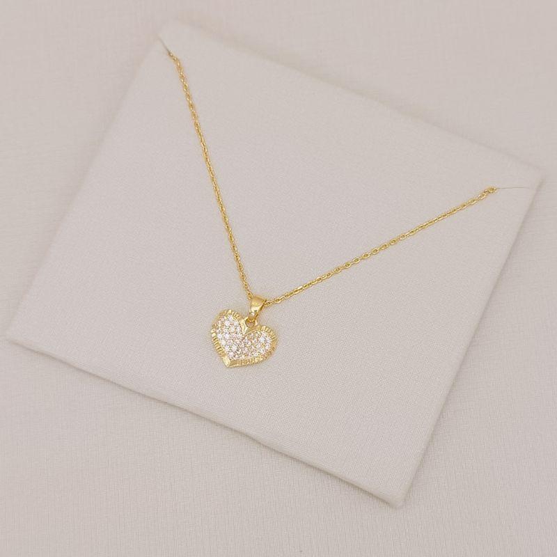 09.2586.1.O - (45) Colar em cartier com pingente de coração em efeito orgânico cravejado