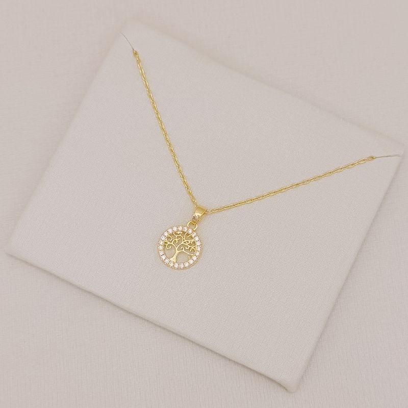 09.2588.1.O - (45) Colar em cartier com pingente de arvore da vida cravejada em circulo
