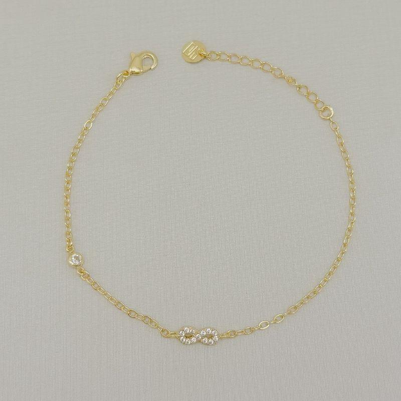 12.2095.1.O - (V2) Pulseira de elos americanos com infinito cravejado
