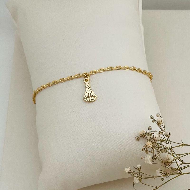 12.2107.O.S - Pulseira de elos insp. cartier com pingente de nossa senhora lisa