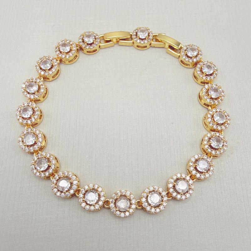 12.2279.1.O - Pulseira  riviera circular com aura separada em galeria com fecho relógio
