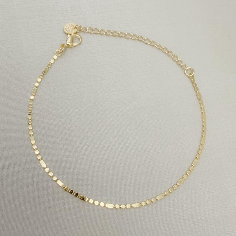 12.2306.0.O - Pulseira de malha bolinhas e traços polidos simples