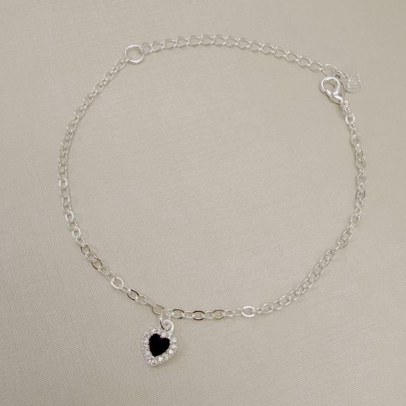 12.2314.2.S - Pulseira de elos americanos com pingente de coração com uma linha de aura