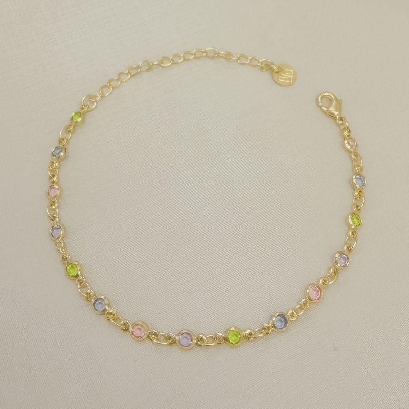 12.2323.C.O - Pulseira estilo tiffany em ponto de luz coloridos de cor pastel