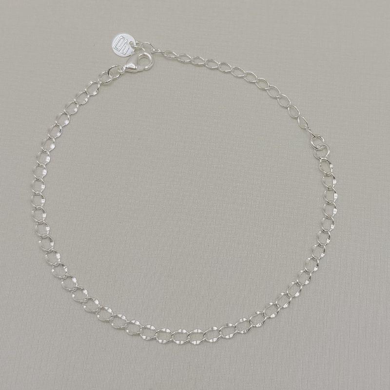 12.2346.0.S - Pulseira de elos groumet em efeito amassado liso polido