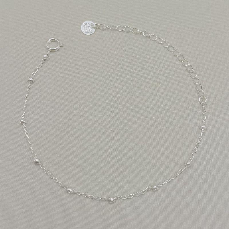 12.2349.0.S - Pulseira de elos groumet com bolinhas lisas espaçadas