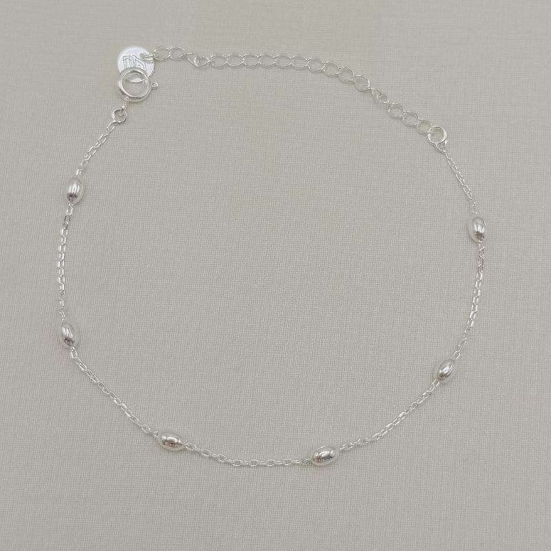 12.2350.0.S - Pulseira de elos americanos com boias ovais polidas