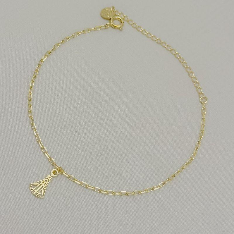 12.2352.0.O - Pulseira de elos americanos com pingente de Nossa Senhora desenhada