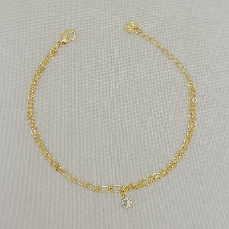 12.2364.1.O - Pulseira de elos longos com pingente de ponto de luz em ingles