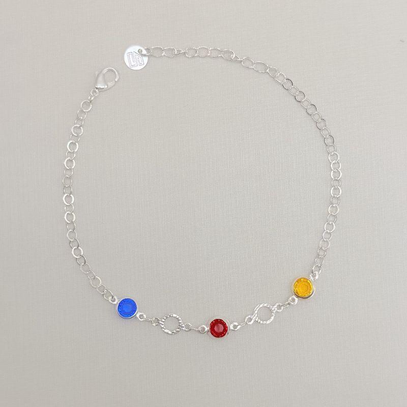 12.2378.C.S - Pulseira de elos americanos com silhueta circular e zircônias em ingles intercalados