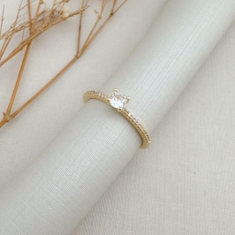 03.2445.1.O - (21) Anel solitário princesa com aro cravejado