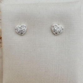 07.2687.1.S - (Tam. P) Brinco de coração abaloado cravejado