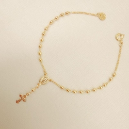 12.2254.0.O - Pulseira terço de bolinhas lisas.