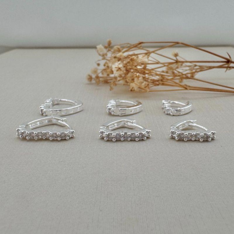 05.2956.1.S - Trio de argola de coração cravejada