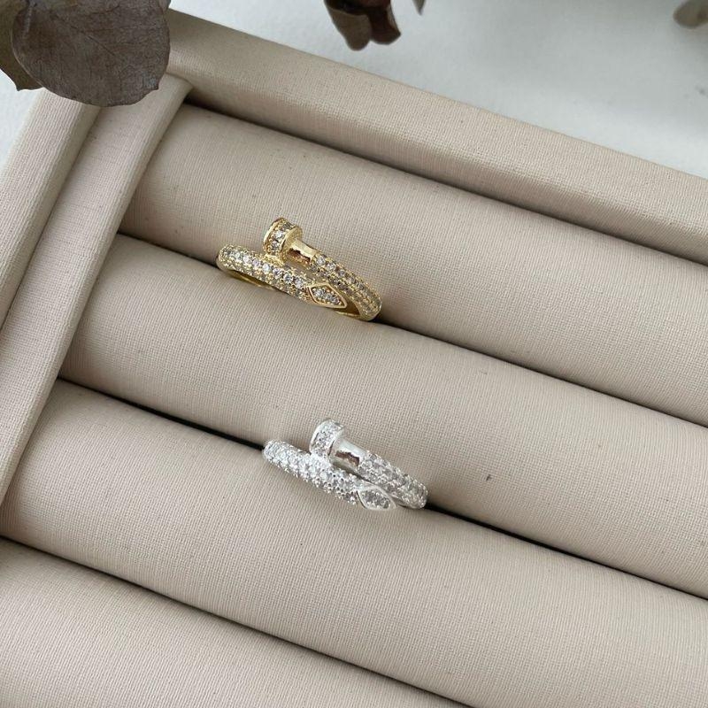 03.2222.1.O - (16) Anel estilo prego todo cravejado