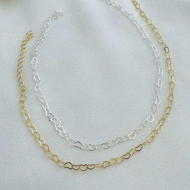 14.0293.0.O - Tornozeleira de elos corações lisos