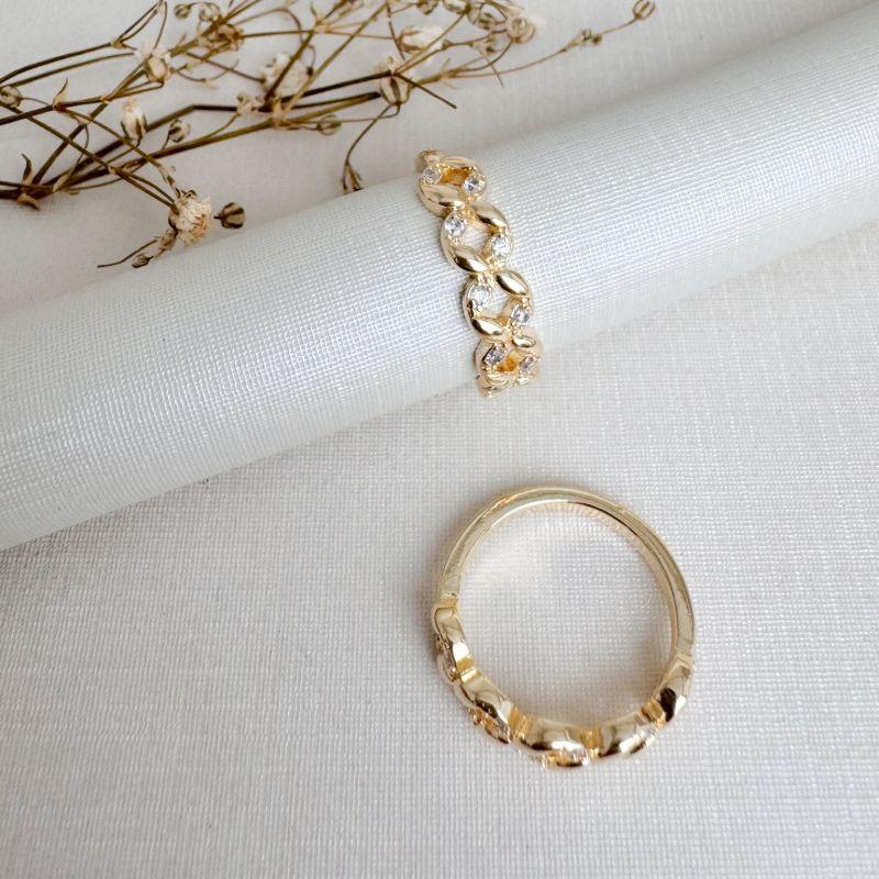 01.0211.1.O - (8) Anel falange em elo quadrado com cravação zig zag