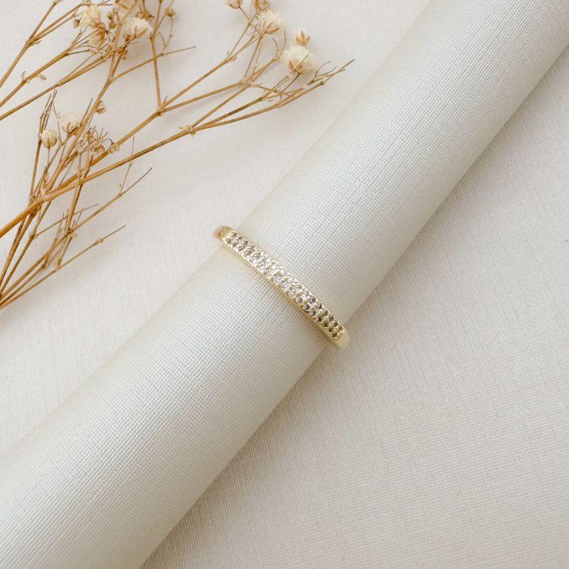 03.2433.1.O - (14) Anel estilo aparador com duas linhas de cravação sem bordas