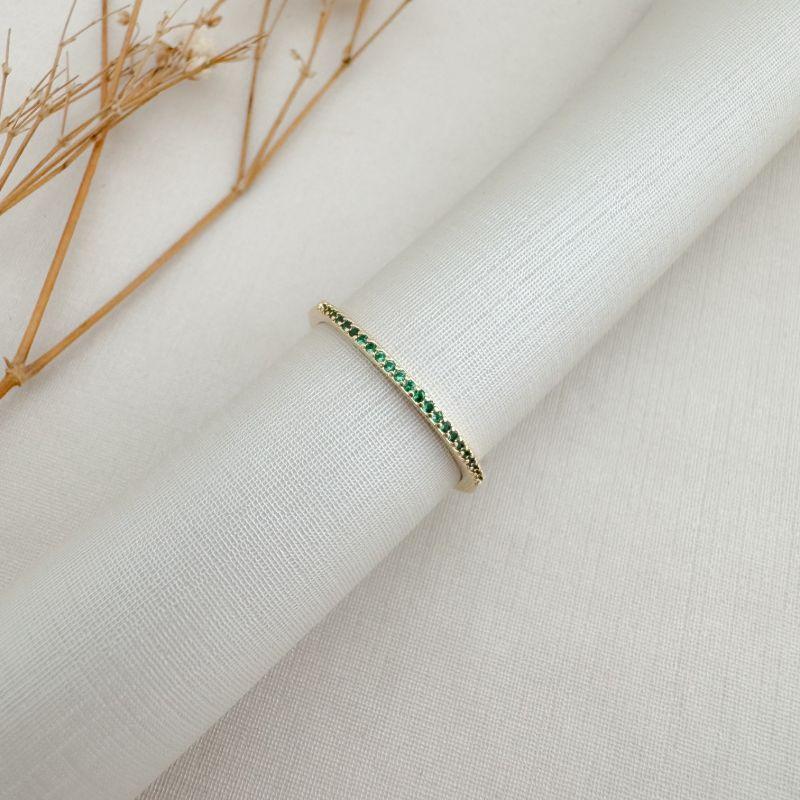 03.2444.5.O - (14) Anel estilo aparador de uma linha cravejada sem borda