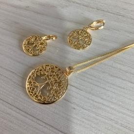 05.0449.1.O - (45) Argola de árvore em moeda com pontos de luz em ingles