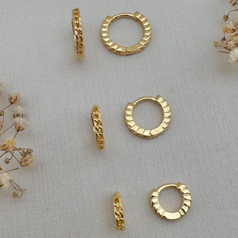 05.2926.0.O - Trio de argolas em efeito elos grumet simples lisos em frente e verso