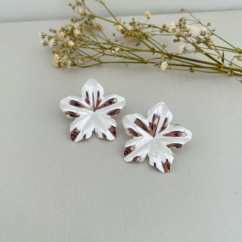 06.1785.0.S - Brinco de flor estrela em chapa lisa