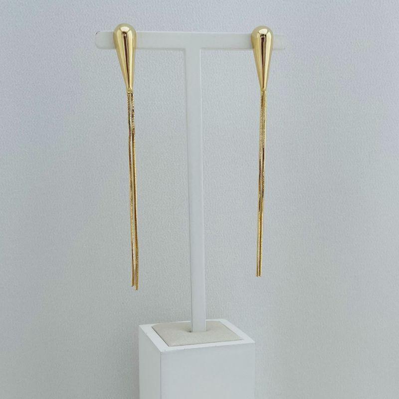 06.1807.0.O - Brinco de base em gota invertida com dois fios de rabo de rato liso