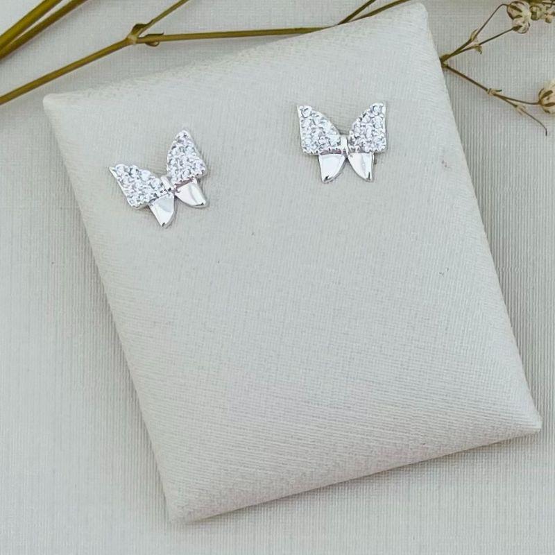 07.2281.1.S - Brinco borboleta/laço com parte superior cravejada