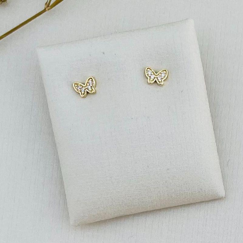 07.2286.1.O - Brinco mini borboleta cravejada com borda lisa