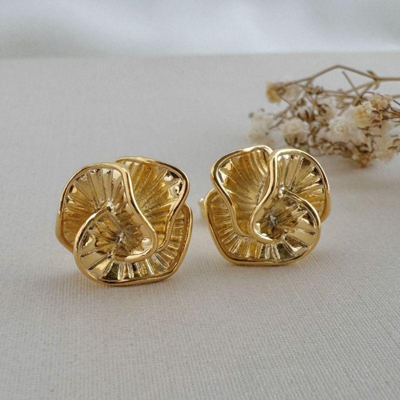 07.2654.0.O - Brinco de flor abstrata estilo coral sedenhado sem pedras