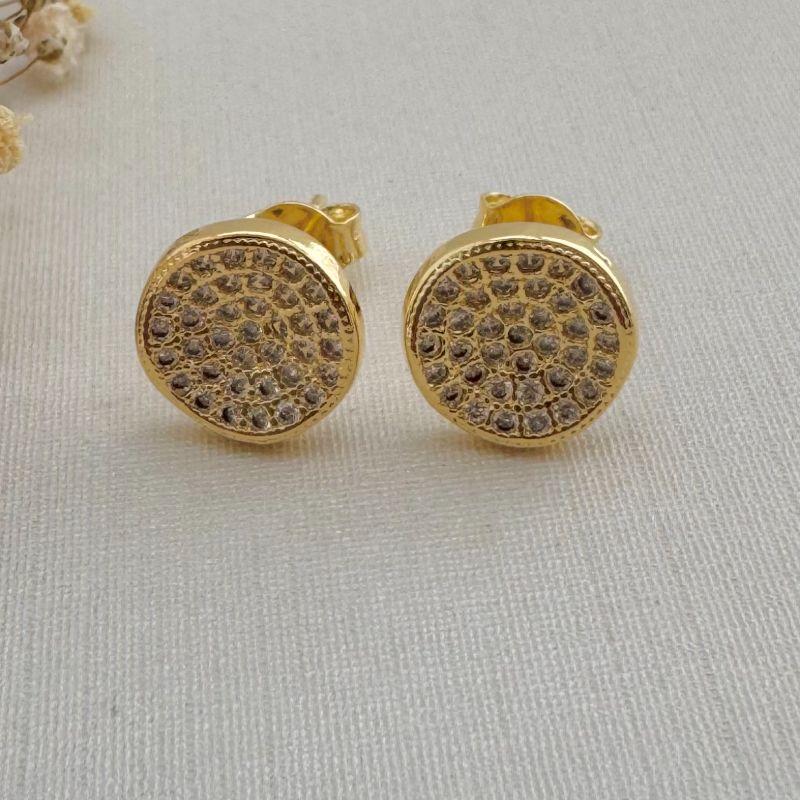 07.2670.1.O - Brinco de formato circular de cravação estilo chuveiro com borda lisa