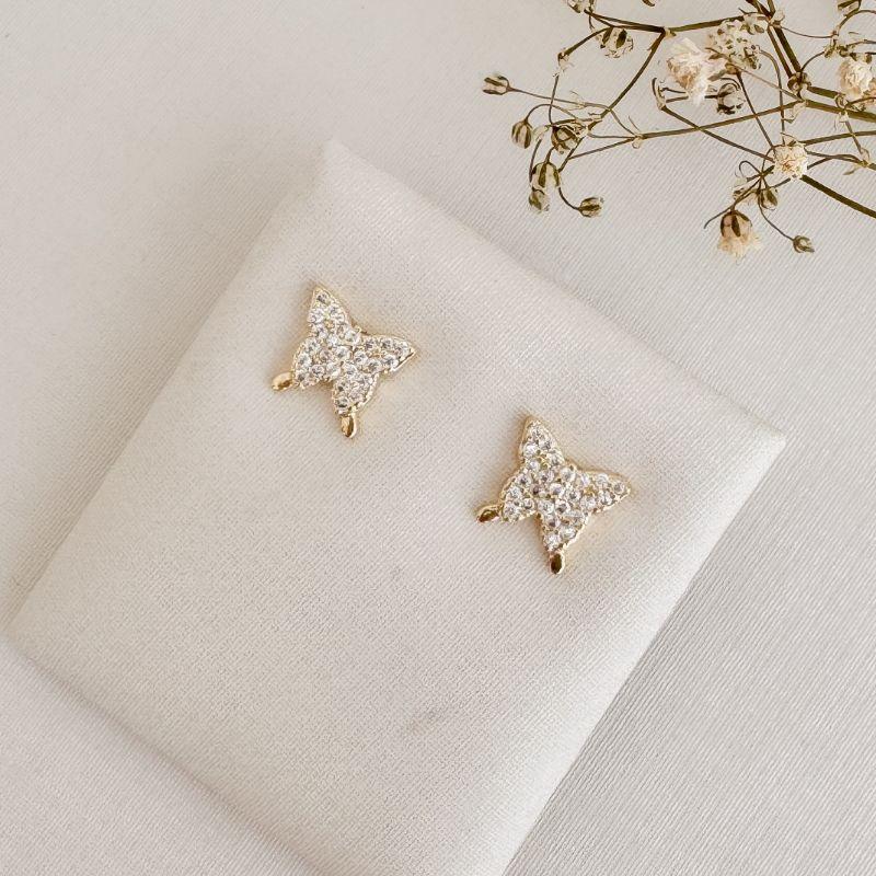 07.2703.1.O - (Tam.G) Brinco de borboleta papilio cravejada de borda reta