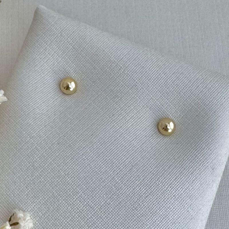 07.9014.0.O - (V2 - Tam. 0.3) Brinco bolinha maciça lisa de 3m para criança ou segundo e terceiro furo