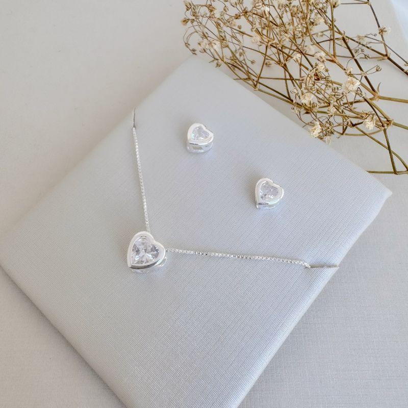 08.0597.1.S - (45) Conjunto de coração ponto de luz com borda larga lisa em corrente veneziana