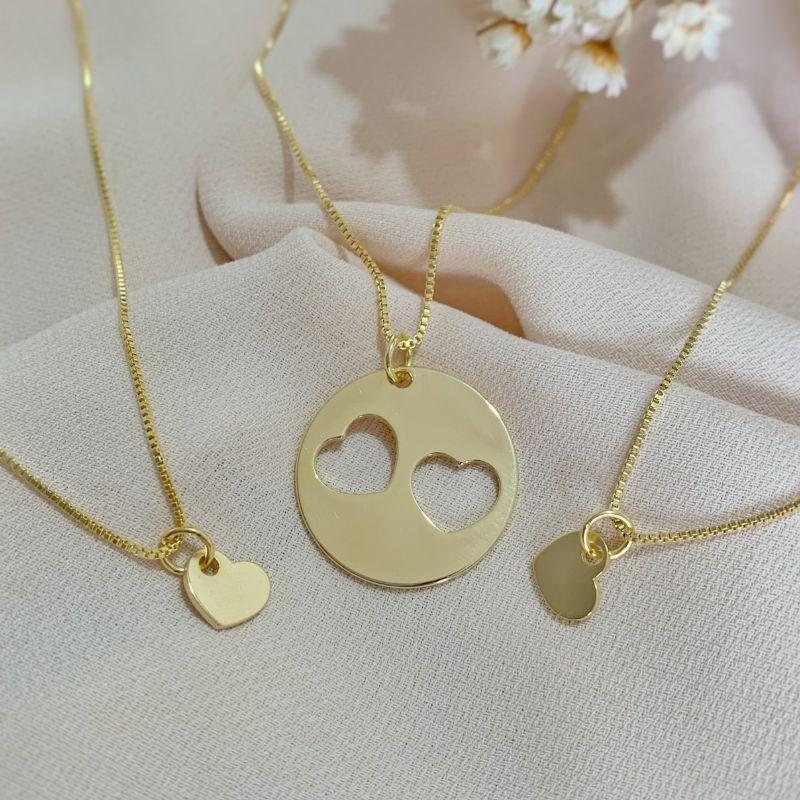 09.0150.0.O - (V2) Combo colar MARIAS 2 filhas, mandala com corações vazados